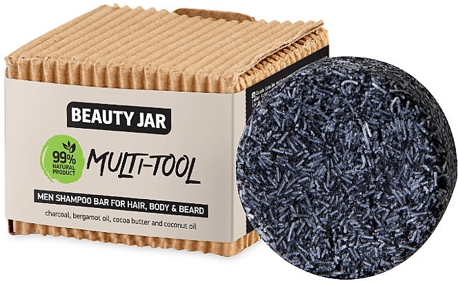 Men Hair, Body & Beard Shampoo - Beauty Jar Multi-Tool Men Shampoo Bar For Hair, Body & Beard — photo N1