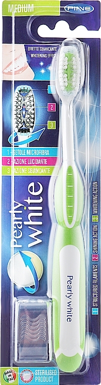 Pearly White Toothbrush, medium, light green - Piave Pearly White Medium Toothbrush — photo N1