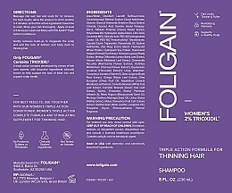 Women's Anti-Hair Loss Shampoo - Foligain Women's Triple Action Shampoo For Thinning Hair — photo N3