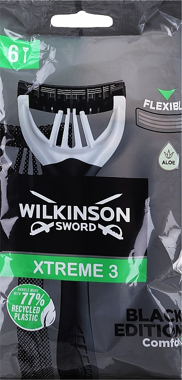 Disposable Shaving Razor Set, 6 pcs - Wilkinson Sword Xtreme 3 Black Edition — photo N4
