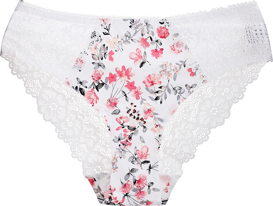 Women Invisible Panties, white with flowers - Moraj — photo N1