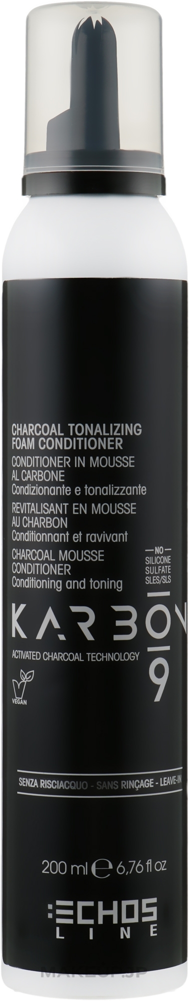 Toning Foam Conditioner with Activated Charcoal - Echosline Karbon 9 Charcoal Tonalizing Foam Conditioner — photo 200 ml