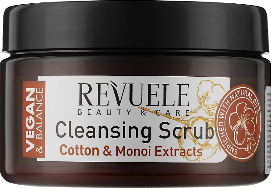 Body Scrub "Cotton & Monoi Extracts" - Revuele Vegan & Balance Cotton Oil & Monoi Extracts Cleansing Scrub — photo N1