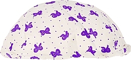 Fragrances, Perfumes, Cosmetics Shower Cap, 9298, white with purple bows - Donegal Shower Cap