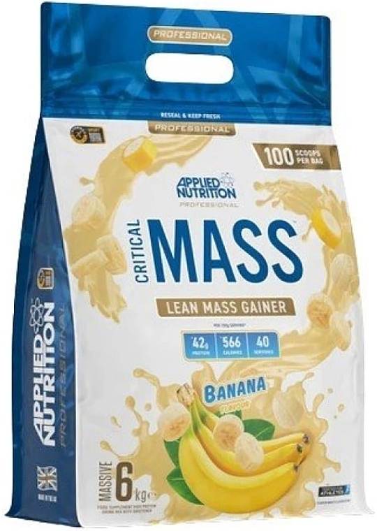 Banana High Efficiency Gainer - Applied Nutrition Critical Mass High Potency Weight Gainer Banana — photo N2