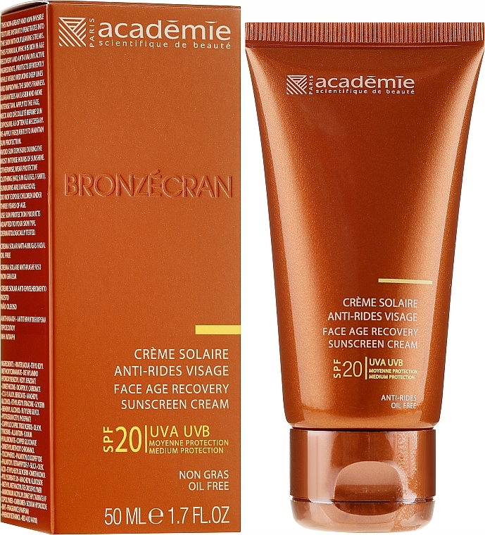 Regenerating Sun Cream SPF 20+ - Academie Bronzecran Face Age Recovery Sunscreen Cream — photo N1