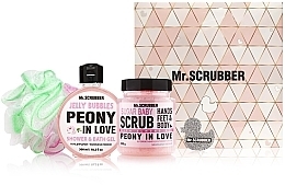 Fragrances, Perfumes, Cosmetics Set - Mr.Scrubber "Peony in love" (body/scr/300 g + sh/gel/275 ml + sh/sponge)