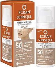 Fragrances, Perfumes, Cosmetics Facial Sun Care - Ecran Sunnique Antimanchas Color Spf50+