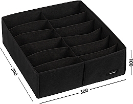 Storage Organiser with 12 Compartments 'Home', black 30x30x10 cm - MAKEUP Drawer Underwear Organizer Black — photo N2