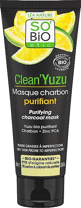 Cleansing Charcoal Face Mask - So'Bio Etic Clean'Yuzu Purifying Charcoal Mask — photo N2