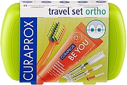 Fragrances, Perfumes, Cosmetics Orthodontic Travel Set, green - Curaprox Ortho Travel Set (tbr/1pc + paste/10ml + brush/3pc + bag)