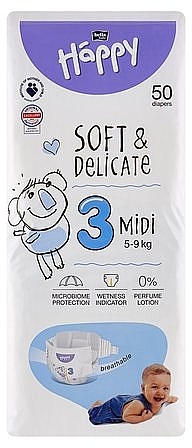 Baby Diapers 5-9 kg, size 3 Midi, 50 pcs - Bella Baby Happy Soft & Delicate — photo N1