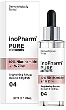 Fragrances, Perfumes, Cosmetics Face Serum with 10% Niacinamide & 1% Zinc - InoPharm Pure Elements 10% Niacinamide + 1% Zinc Brightening Serum