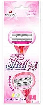 Women Disposable Shaving Razor with 3 Blades - Dorco Shai 3+3 Lubrication Band — photo N1