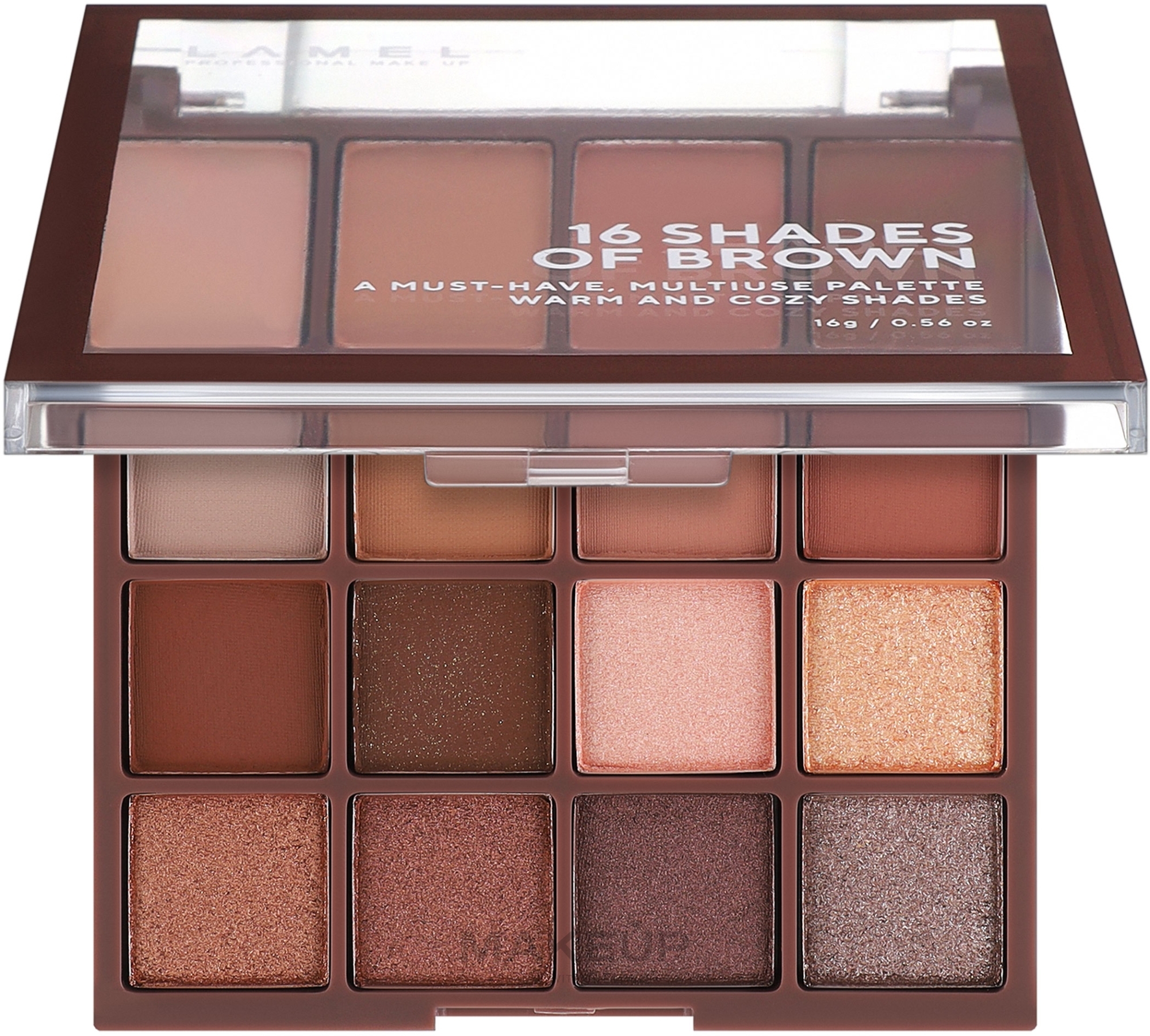 Eyeshadow Palette - LAMEL Make Up Eyeshadow 16 Shades Of Brown Palette — photo 16-3