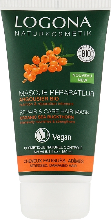 Hair Reconstruction BIO Mask ‘Sea Buckthorn’ - Logona Pepair & Care Hair Mask — photo N1