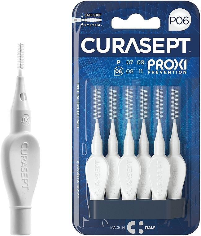 Interdental Brushes P06, 0.6 mm, white - Curaprox Curasept Proxi Prevention White — photo N1