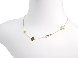 Necklace, clover leaves and infinity, golden - Lolita Accessories — photo N1