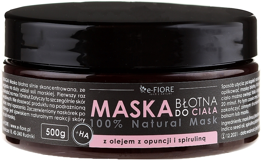 Mud Body Mask with Spirulina, Opuntia Oil and HA Acid - E-Fiore Body Mask With Spirulina, Opuntia Oil And HA Acid — photo N1