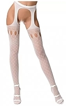 Fragrances, Perfumes, Cosmetics Erotic Tights with Garter & Stockings Imitation S024, white - Passion