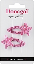 Fragrances, Perfumes, Cosmetics Hair Clips FA-5607, crimson with stars, 2 pcs. - Donegal