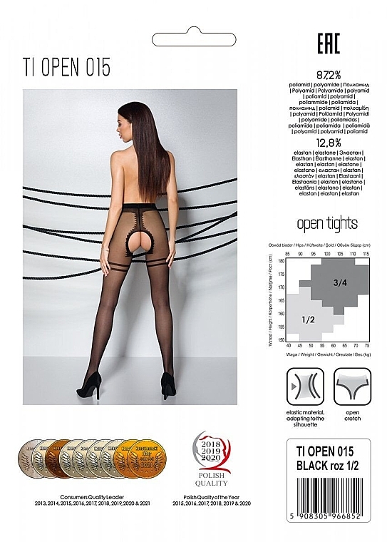 Erotic Tights with Cutout 'Tiopen 015', 20 Den, black - Passion — photo N2