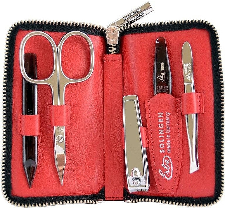 Manicure Set with Zipper 'Travel', red - Erbe Solingen — photo N1
