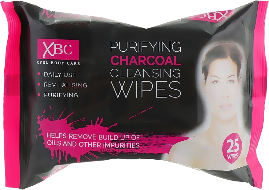 Makeup Remover Wet Wipes "Activated Charcoal" - Xpel Marketing Ltd Body Care Purifying Charcoal Cleansing Facial Makeup Remover — photo N1