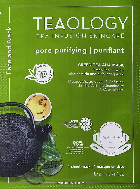 Facial Mask - Teaology Green Tea Niacinamide & Aha Exfoliating Neck & Face Mask — photo N1