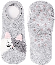 Women Low-Cut Socks CDC350-535, grey with a cat - Moraj — photo N1