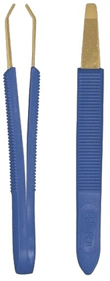 Straight Tweezers with Plastic Handles, goldem 8.5 cm, 1061/G, blue - Titania — photo N1