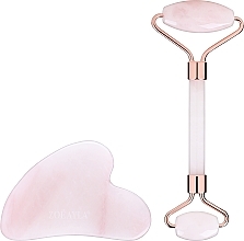 Rose Quartz Set: Face Massage Roller & Gua Sha Scraper - Zoe Ayla Rose Quartz Roller & Gua Sha — photo N7