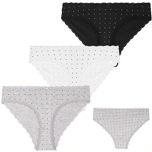 Set of Cotton Women's Lace Panties, 3 pcs, grey + white + black - Moraj — photo N1