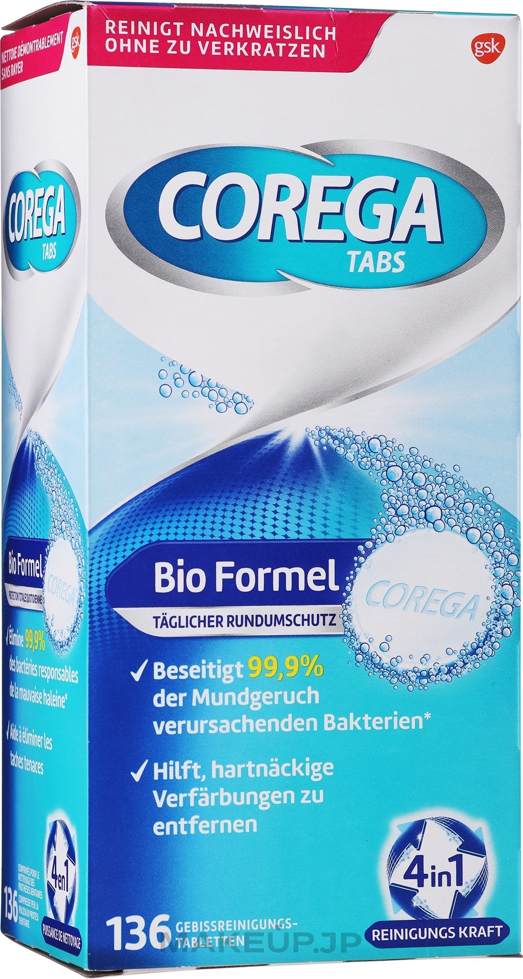 Cleansing Denture Tablets - Corega Bio Formula Tabs — photo 136 szt.