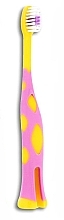 Kids Toothbrush, soft, 3+ years, yellow and pink - Wellbee Travel Toothbrush For Kids — photo N1