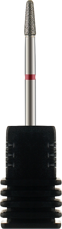 Diamond Nail Drill Bit 'Cone', hemispherical end 197 025R, 2.5 mm, red mark - Tufi Profi Premium — photo N1