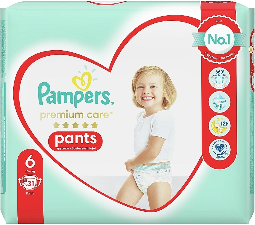 Nappy Pants, size 6 (15 + kg), 31 pcs - Pampers Premium Care Pants Extra large — photo N2