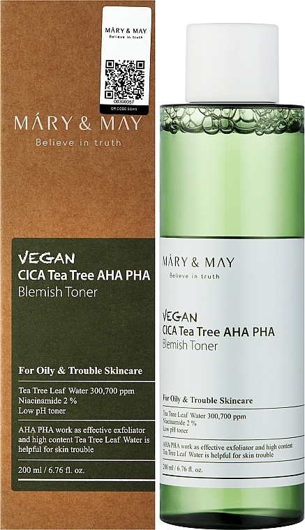 Centella Asiatica & Tea Tree Toner - Mary & May Vegan Cica Tea Tree AHA PHA Toner — photo N2