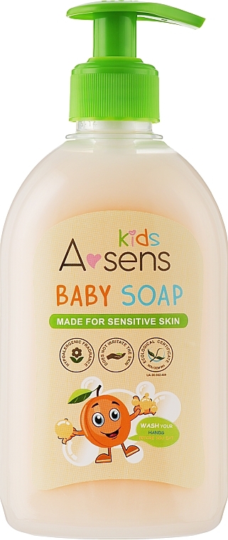 Hypoallergenic Apricot Baby Liquid Soap - A-sens Kids Baby Soap — photo N2
