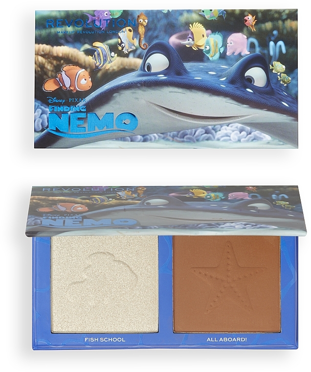 Face Contouring Palette - Makeup Revolution Disney & Pixar's Finding Nemo Wake Up Bronzer And Highlighter Palette — photo N1
