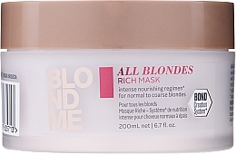 Rich Mask for All Hair Types - Schwarzkopf Professional BlondMe All Blondes Rich Mask — photo N2