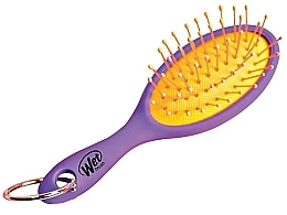 Hair Brush with Ring, purple - Wet Brush Neon Keychain Brush — photo N1