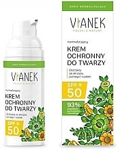 Fragrances, Perfumes, Cosmetics Normalizing Daily Face Sunscreen for Oily & Problem Skin - Vianek SPF 50