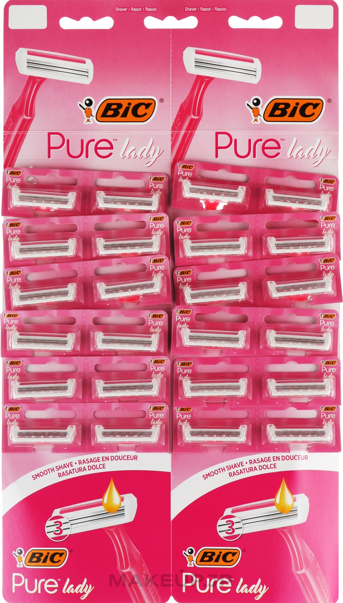 Pure 3 Lady Shaving Razor, pink, 24pcs - Bic — photo 24 szt.