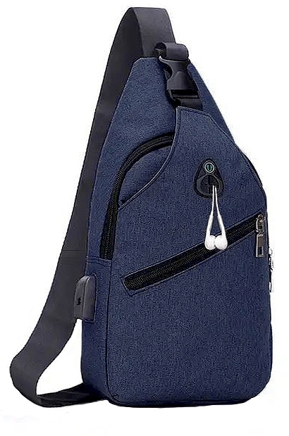 Backpack with One Shoulder Strap CS BP-003, USB connector, size 17*33*9cm, Blue - Cosmo Shop — photo N1