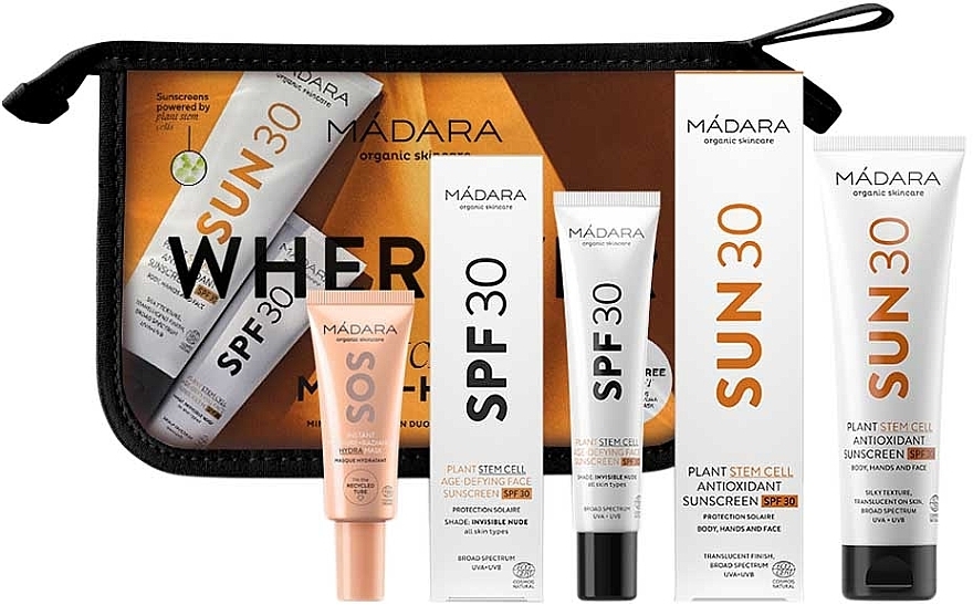 Ultra-Light Sunscreen Milk - Madara Wherever Suncare Must-Haves Set (sunscreen/100ml + f/cr/40ml + f/mask/17ml) — photo N2