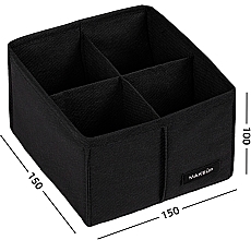 Storage Organiser with 4 Compartments 'Home', black 15x15x10 cm - MAKEUP Drawer Underwear Organizer Black — photo N2