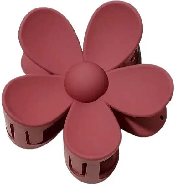 Hair Clip SP152BOR, burgundy matte flower, 7x7.5 cm - Ecarla — photo N1