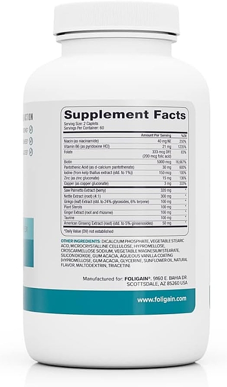 Dietary Supplement for Hair Health - Foligain Stimulating Supplement For Thinning Hair — photo N1