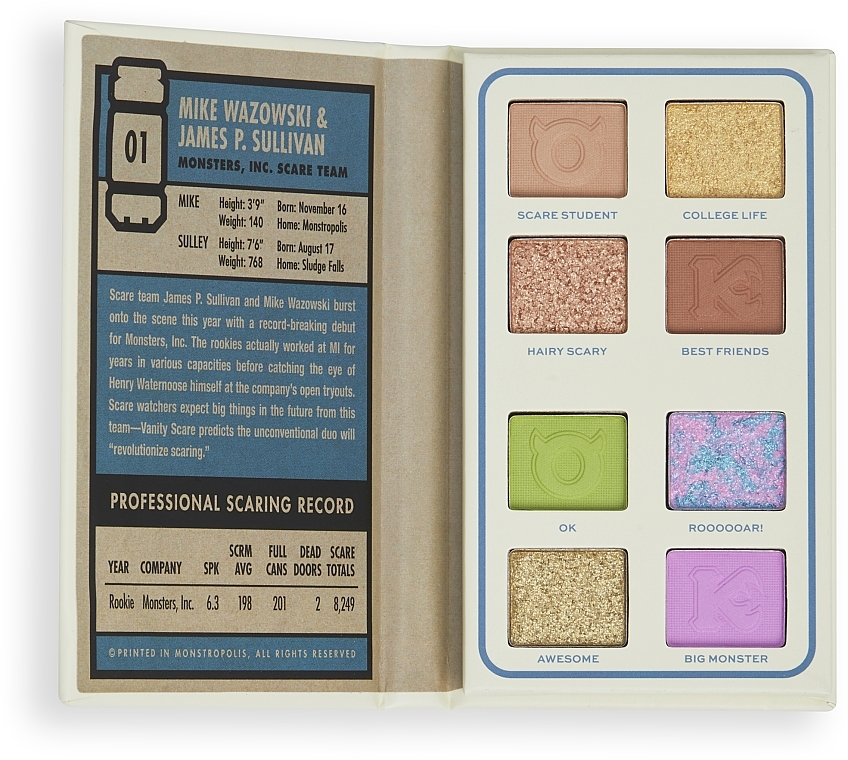 Eyeshadow Palette - Makeup Revolution X Monsters University Card Palette Mike & Sulley Scare — photo N3